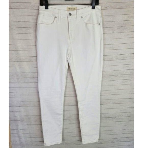 MADEWELL 9" MID-RISE SKINNY CROP JEANS IN WHITE, SZ 28 - Picture 1 of 15